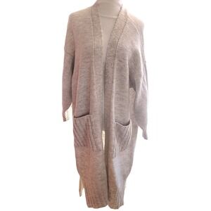 ASOS Womens Longline Cardigan Sweater Grey Heather Open Front Pockets US 4 Knit